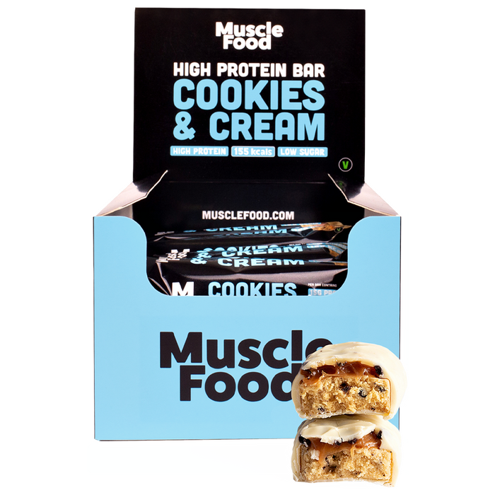 MuscleFood High Protein Bar 12x45g - Cookies and Cream - at MySupplementShop by MySupplementShop
