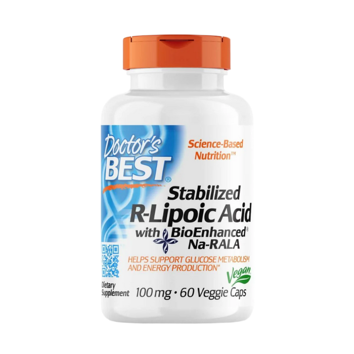 Doctor's Best stabilisierte R-LiponsĂ€ure mit bioverstĂ€rktem Na-RALA, 100 mg â 60 Kapseln