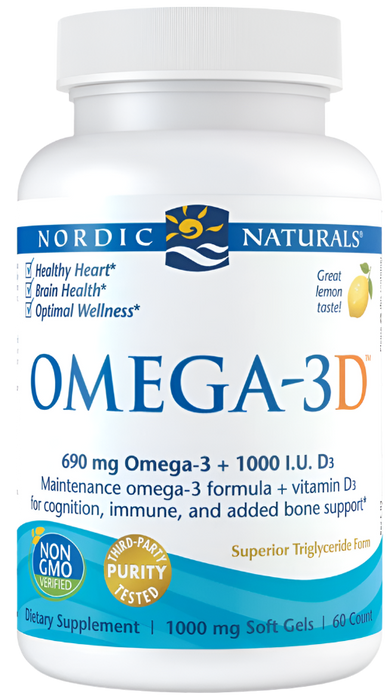 Nordic Naturals Omega-3D, 690 mg Zitrone â 60 Kapseln