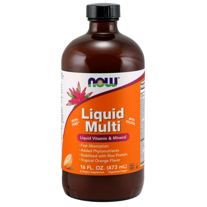 NOW Foods Liquid Multi, Tropical Orange (eisenfrei) â 473 ml.