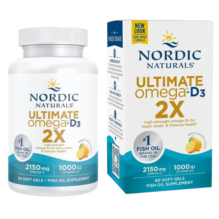Nordic Naturals Ultimate Omega 2X mit Vitamin D3, 2150 mg Zitrone – 60 Kapseln