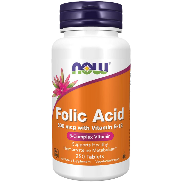NOW Foods FolsĂ€ure mit Vitamin B12, 800 mcg â 250 Tabletten