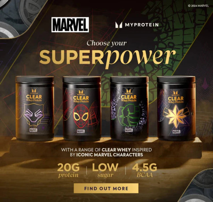 MyProtein Clear Whey Isolate MARVEL Edition 500g ā High Protein, Zero Fat, Low Calorie, Limited Edition Superhero Flavors