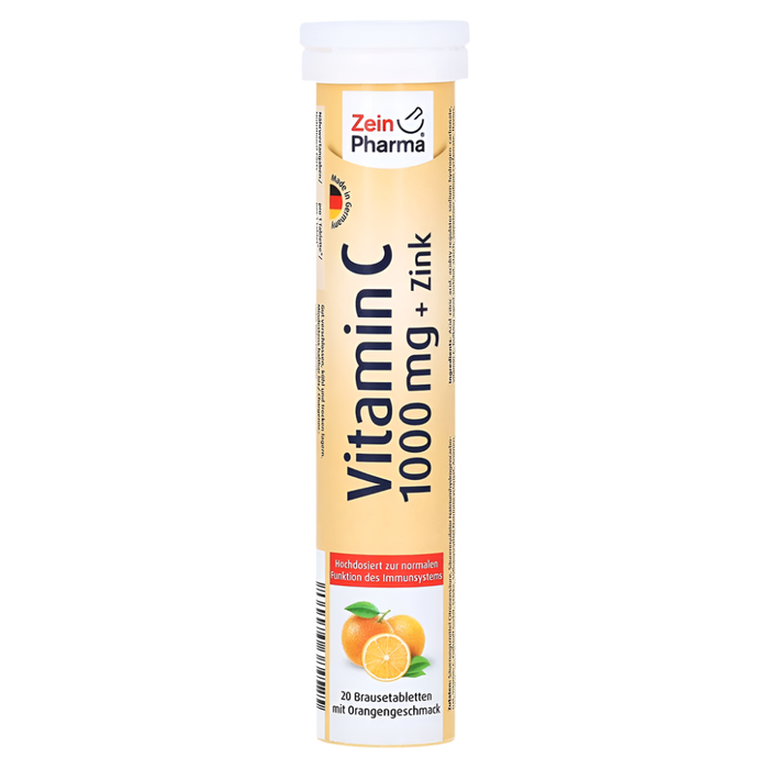 Zein Pharma Vitamin C + Zink, Orange – 20 Brausetabletten