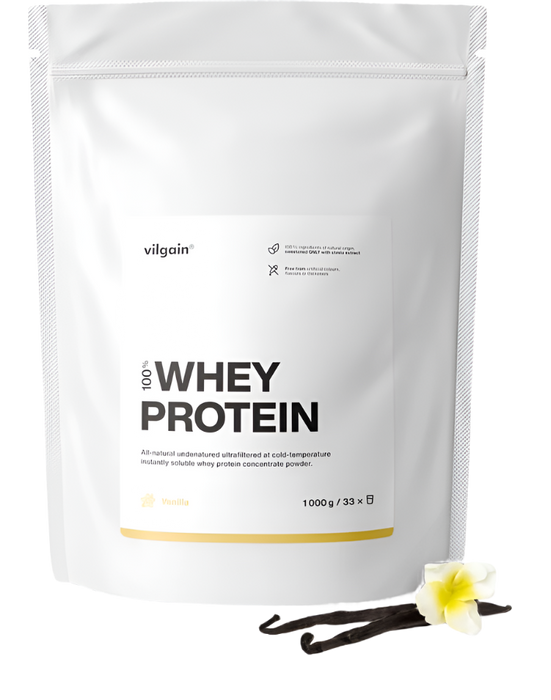 Vilgain Whey Protein 1000g - Pure Dutch Whey with Natural Stevia Sweetener