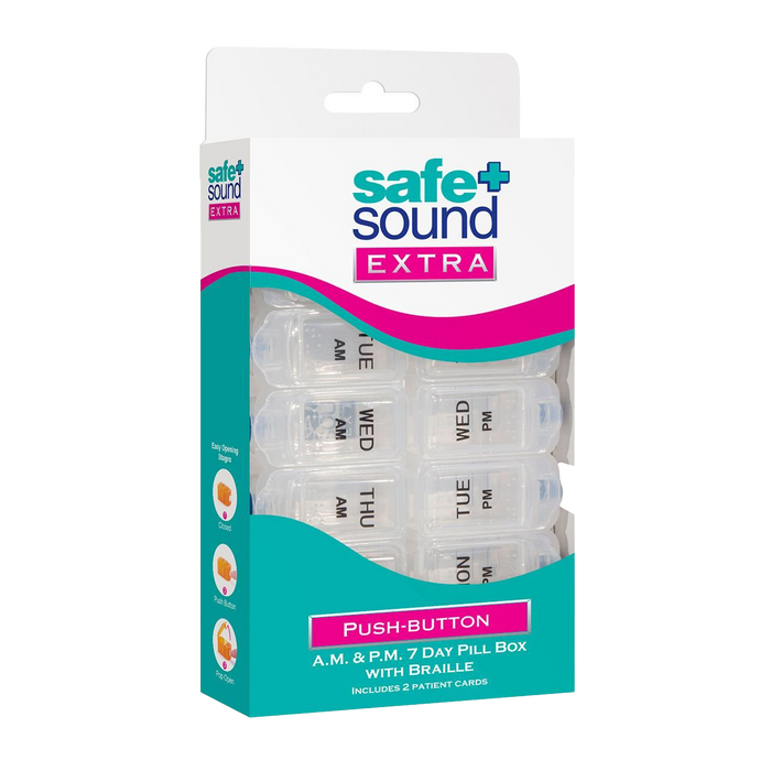 Safe & Sound Medicine Organisers 7 Day Pill Box +Extra AM And PM