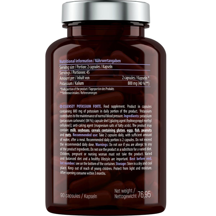 Potassium Forte, 800mg - 90 caps - Health and Wellbeing at MySupplementShop by Essensey