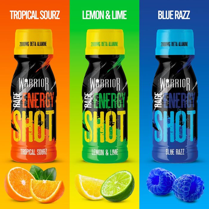 Rage Energy Shot, Blue Razz - 12 x 60 ml. - Pre & Post Workout at MySupplementShop by Warrior