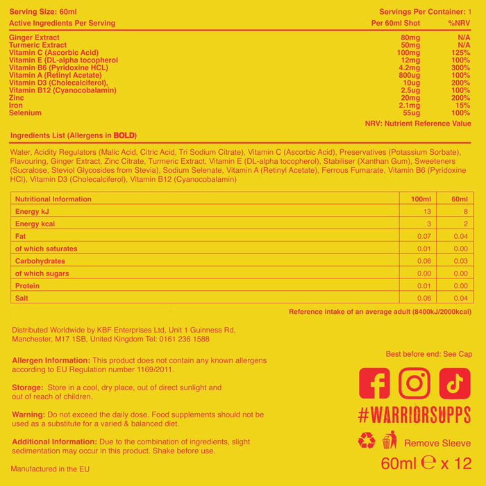 Warrior Immunity Shot 12 x 60 ml. - Multivitamins at MySupplementShop by Warrior