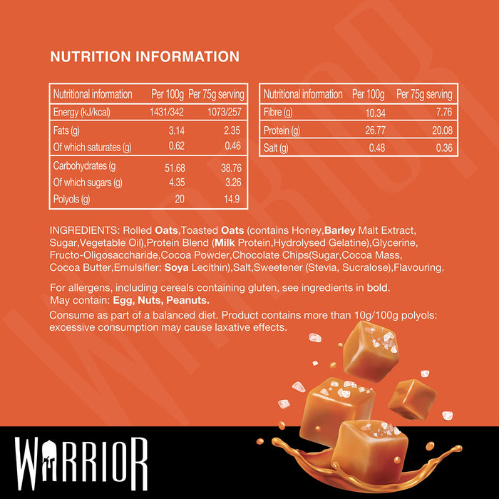Warrior Raw Protein Flapjack 12x75g Salted Caramel - Health Foods at MySupplementShop by Warrior Raw
