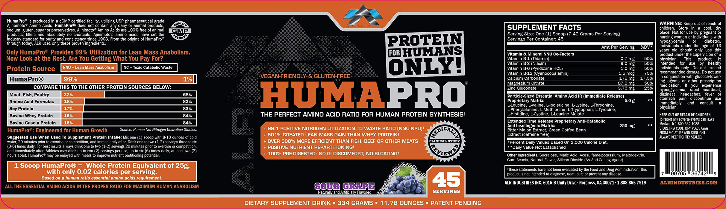 ALRI HumaPro, Mandarin Orange - 334 grams - Amino Acids and BCAAs at MySupplementShop by ALRI