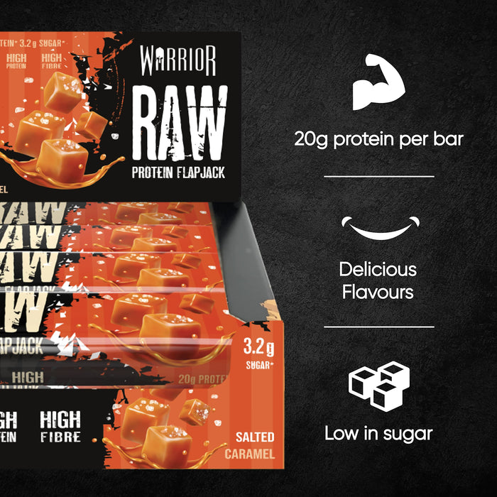 Warrior Raw Protein Flapjack 12x75g Salted Caramel - Health Foods at MySupplementShop by Warrior Raw