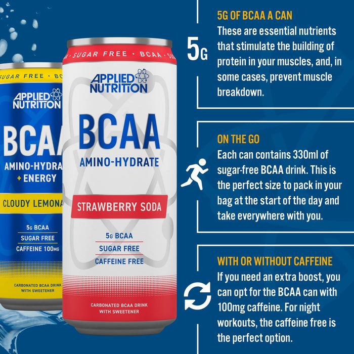 Applied Nutrition BCAA Amino-Hydrate + Energy Cans, Cloudy Lemonade - 12 x 330ml - Drink Flavored at MySupplementShop by Applied Nutrition