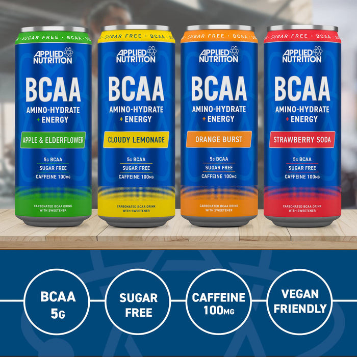 Applied Nutrition BCAA Amino-Hydrate + Energy Cans, Cloudy Lemonade - 12 x 330ml - Drink Flavored at MySupplementShop by Applied Nutrition