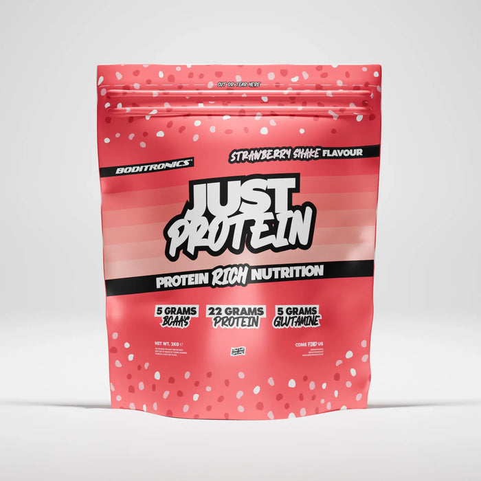 Boditronics Just Protein 2kg - Strawberry Shake - Sports Nutrition at MySupplementShop by Boditronics