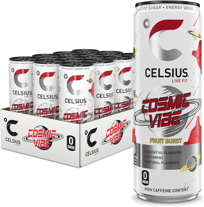 CELSIUS Fantasy Vibe Energy Drink 12x355ml – Zero Sugar, 200mg Caffeine, Refreshing Citrus Flavor