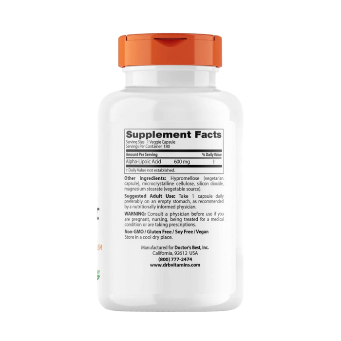 Doctor's Best Alpha-Lipoic Acid 600 mg 180 Veggie Capsules