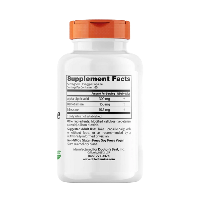 Doctor's Best Benfotiamine 150 + Alpha-Lipoic Acid 300 60 Veggie Capsules