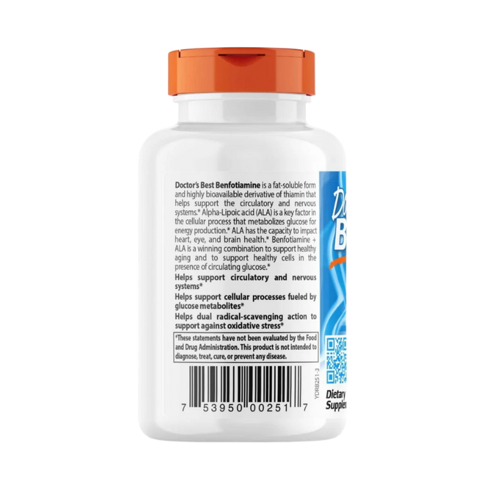 Doctor's Best Benfotiamine 150 + Alpha-Lipoic Acid 300 60 Veggie Capsules