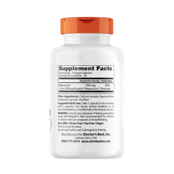 Doctor's Best Brain Magnesium with Magtein 50 mg 90 Veggie Capsules