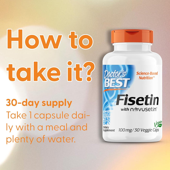 Doctor's Best Fisetin with Novusetin, 100mg - 30 vcaps - Health and Wellbeing at MySupplementShop by Doctor's Best