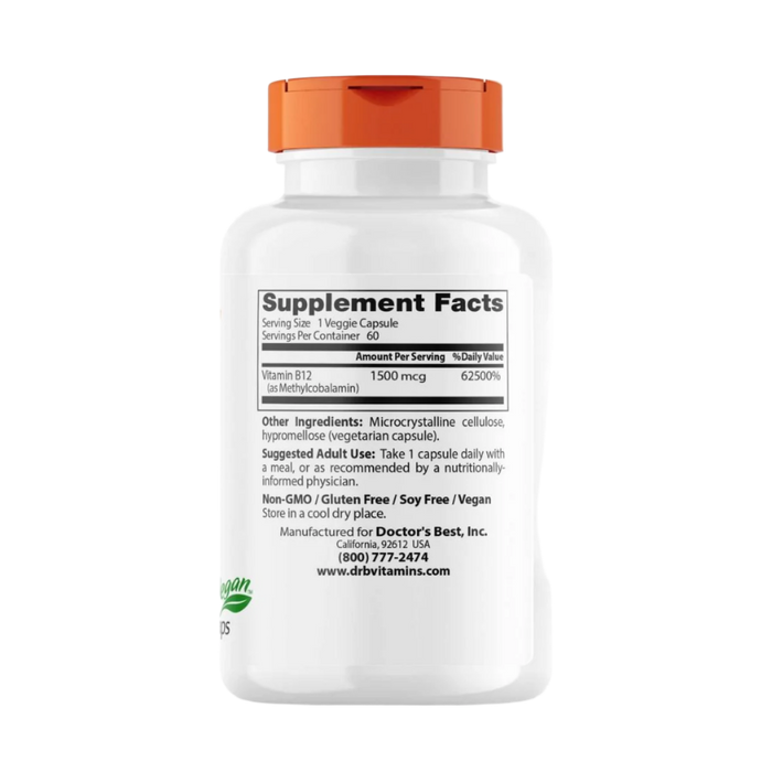 Doctor's Best Fully Active B12 1,500 mcg 60 Veggie Capsules
