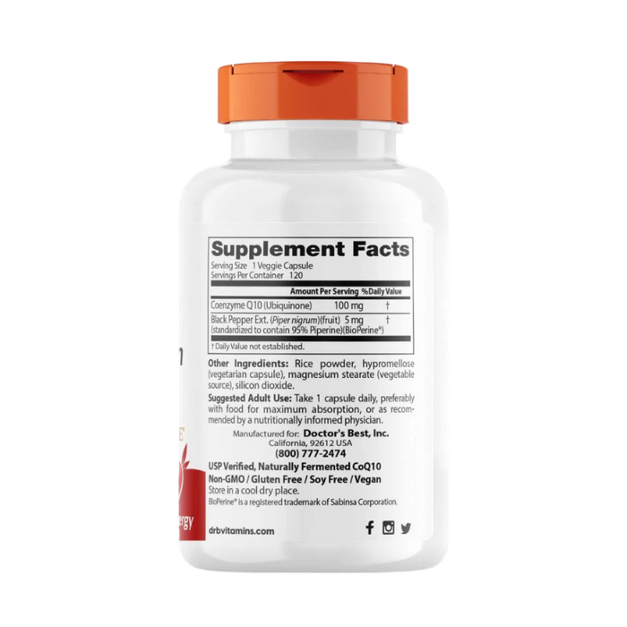 Doctor's Best High Absorption CoQ10 with BioPerine 100 mg 120 Veggie Capsules