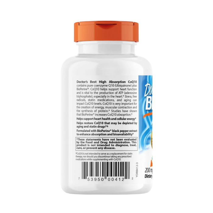 Doctor's Best High Absorption CoQ10 with BioPerine 200 mg 60 Veggie Softgels