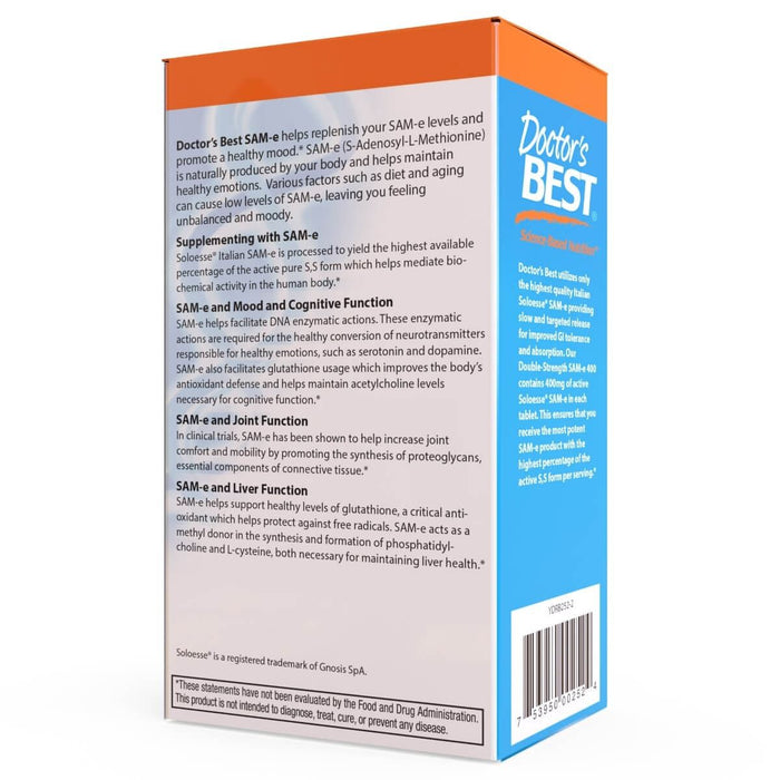 Doctor's Best SAM-e 400 mg 60 Enteric Coated Tablets - Joint Support at MySupplementShop by Doctor's Best