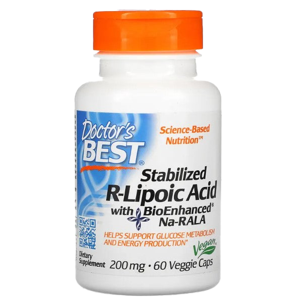 Doctor's Best Stabilized R-Lipoic Acid with BioEnhanced Na-RALA, 200mg - 60 vcaps