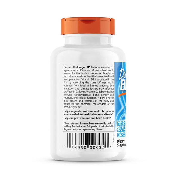 Doctor's Best Vegan D3 with Vitashine D3, 2,500 IU 60 Veggie Capsules - Immune Support at MySupplementShop by Doctor's Best