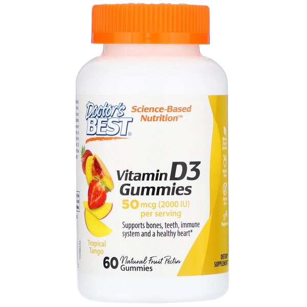 Doctor's Best Vitamin D3 Gummies, Tropical Mango - 60 gummies