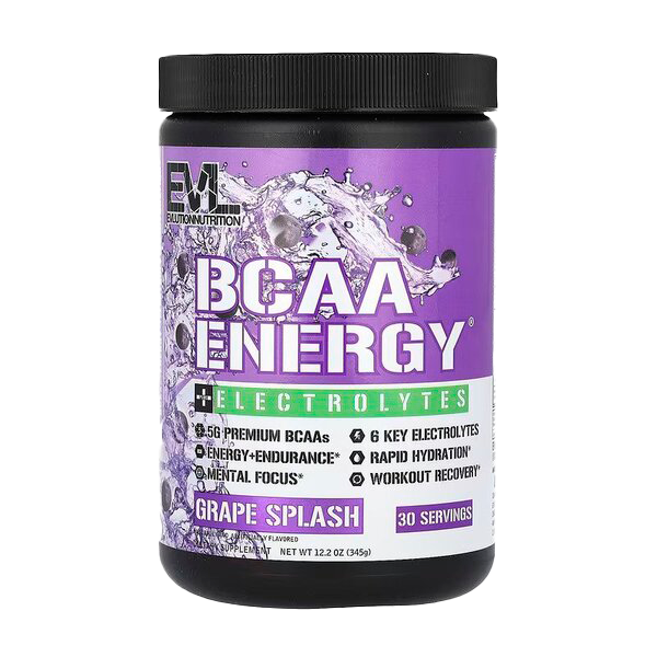 EVLution Nutrition BCAA Energy + Electrolytes, Grape Splash - 345g