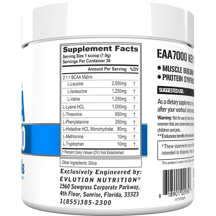 EVLution Nutrition EAA 7000, Unflavored 237g - BCAAs at MySupplementShop by EVLution Nutrition