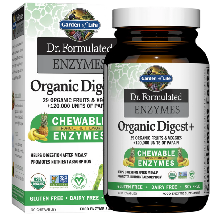 Garden of Life Dr. Formulated Organic Digest+, Tropical Fruit - 90 chewables