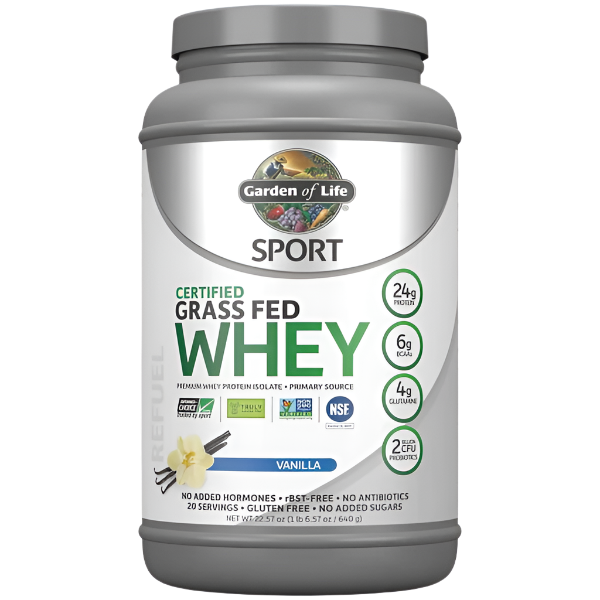 Garden of Life Sport Certified Grass Fed Whey Protein, Vanilla - 640g