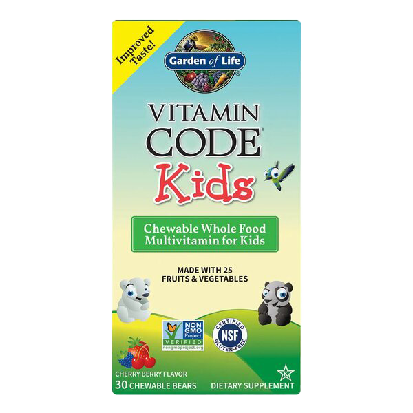 Garden of Life Vitamin Code Kids, Chewable Whole Food Multivitamin For Kids, Cherry Berry - 30 chewable bears