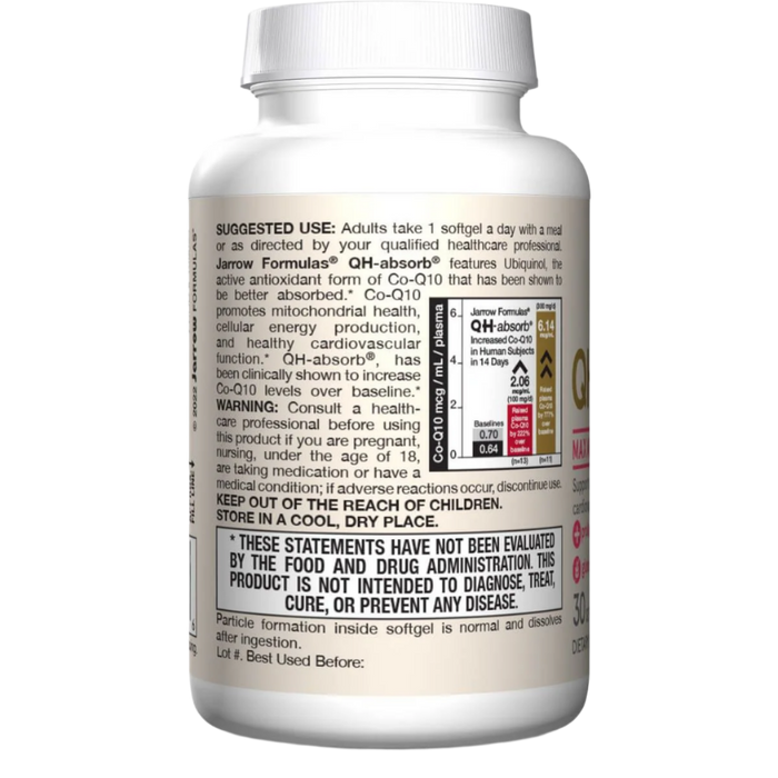 Jarrow Formulas Ubiquinol QH-Absorb 200mg 30 Softgels