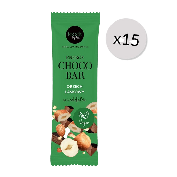 Levann Energy Choco Bar, Hazelnut with Chocolate Coating - 15 x 35g