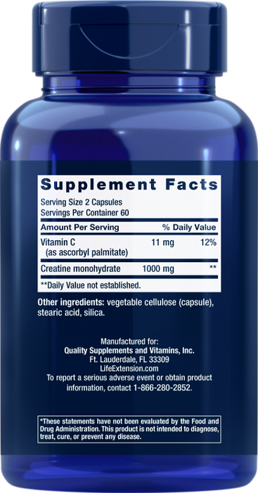 Life Extension Creatine Capsules 120 Capsules - Creatine Capsules at MySupplementShop by Life Extension