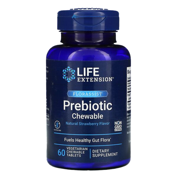 Life Extension Florassist Prebiotic Chewable, Natural Strawberry - 60 vegetarian chewable tabs