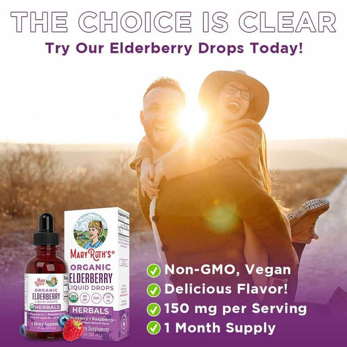 MaryRuth Organics Organic Elderberry Liquid Drops Blueberry & Raspberry  30 ml. - Health and Wellbeing at MySupplementShop by MaryRuth Organics