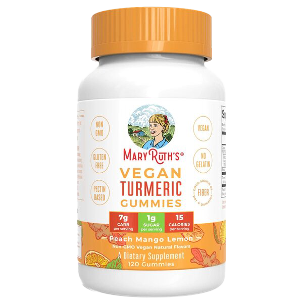 MaryRuth Organics Vegan Turmeric Gummies, Peach Mango Lemon - 120 gummies