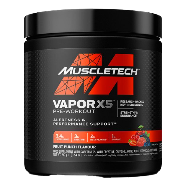 MuscleTech Vapor X5 Pre-Workout, Fruit Punch - 247g