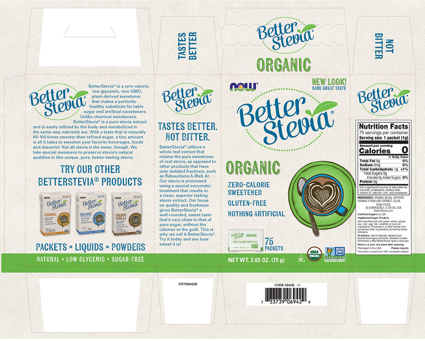 NOW Foods Better Stevia Packets, Organic - 75 packets - Health Foods at MySupplementShop by NOW Foods