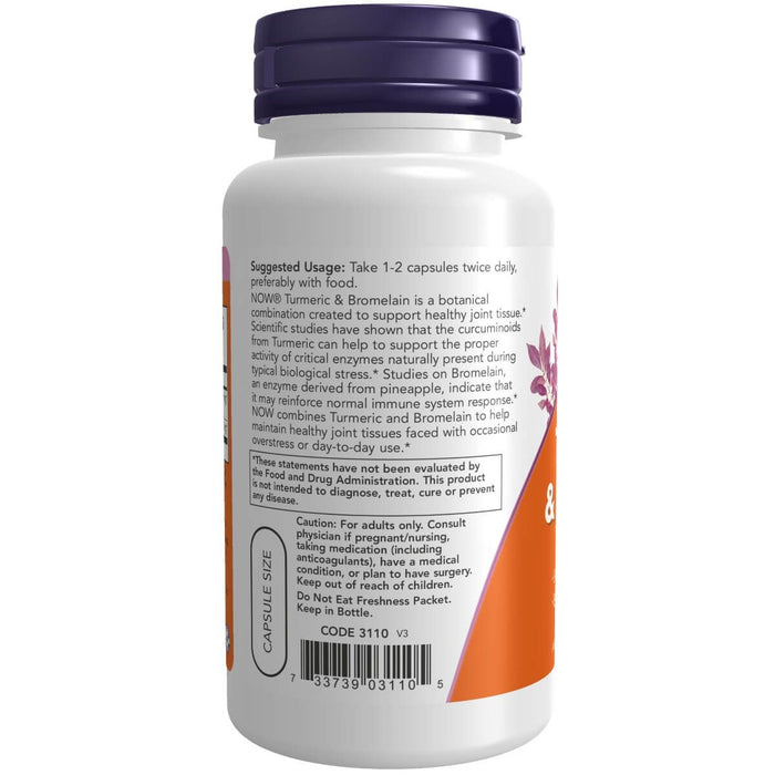 NOW Foods Turmeric & Bromelain 90 Veg Capsules - Joint Support at MySupplementShop by NOW Foods