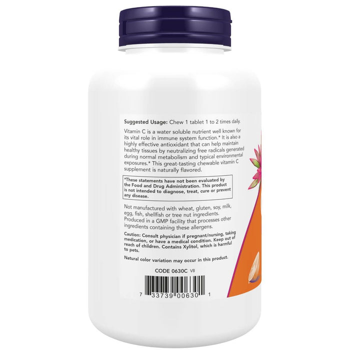 NOW Foods Vitamin C-500 100 Chewable Orange Tablets - Vitamins & Minerals at MySupplementShop by NOW Foods