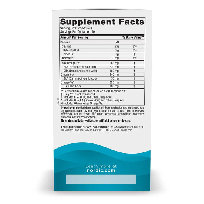 Nordic Naturals Complete Omega 3,6,9 180 Softgels (Lemon) - Omegas, EFAs, CLA, Oils at MySupplementShop by Nordic Naturals