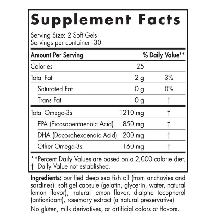 Nordic Naturals EPA 1210mg Omega-3 60 Softgels (Lemon) - Health and Wellbeing at MySupplementShop by Nordic Naturals