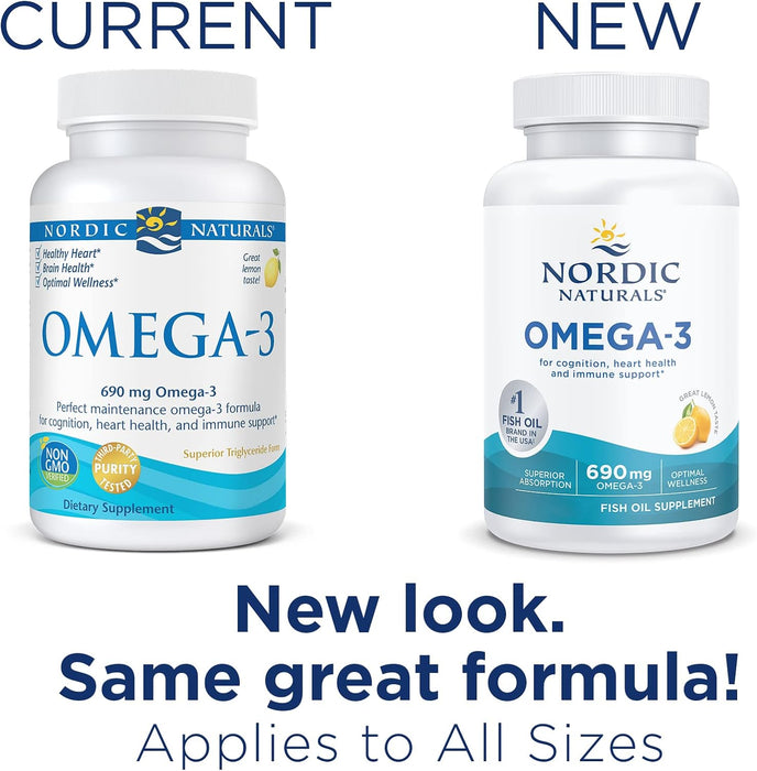 Nordic Naturals Omega-3, 690mg Lemon - 180 softgels - Health and Wellbeing at MySupplementShop by Nordic Naturals